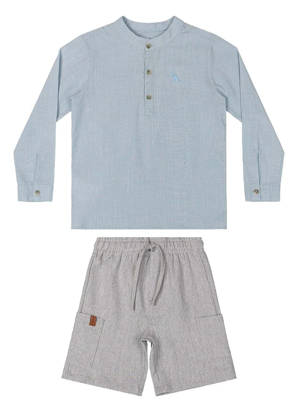 Quimby - Conjunto Menino com Bata e Bermuda Azul 2