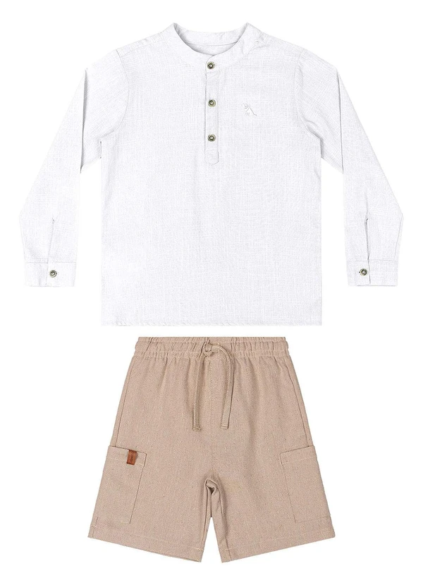 Quimby - Conjunto Menino com Bata e Bermuda Branco 2