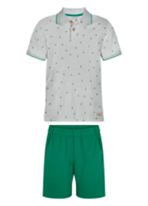 Alakazoo - Conjunto Menino com Camisa Polo e Bermuda Cinza - ALAKAZOO