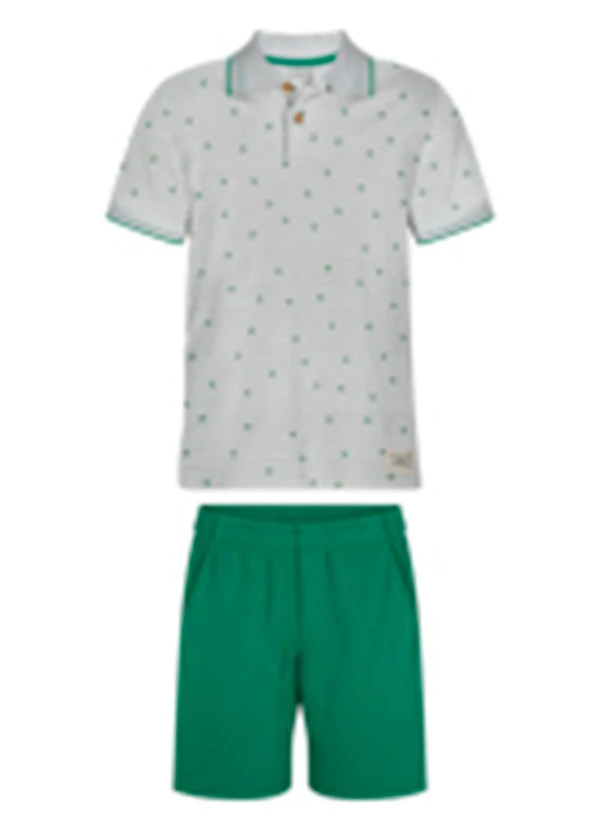 Alakazoo - Conjunto Menino com Camisa Polo e Bermuda Cinza