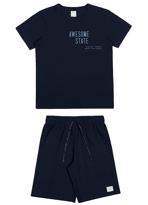 Alakazoo - Conjunto Menino com Camiseta e Bermuda Azul