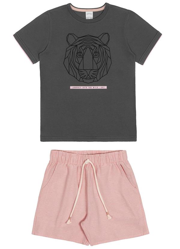 Alakazoo - Conjunto Menino com Camiseta e Shorts Cinza