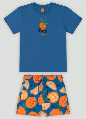 Conjunto Menino com Camiseta e Shorts Up Baby Azul - UP BABY