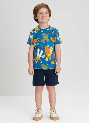 Up Baby - Conjunto Menino com Camiseta e Shorts Azul - UP BABY