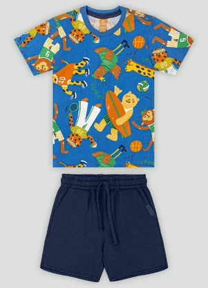 Up Baby - Conjunto Menino com Camiseta e Shorts Azul - UP BABY