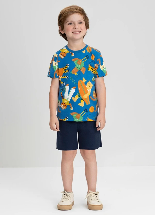 Up Baby - Conjunto Menino com Camiseta e Shorts Azul