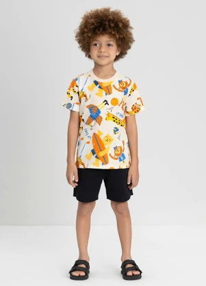 Conjunto Menino com Camiseta e Shorts Up Baby Bege - UP BABY