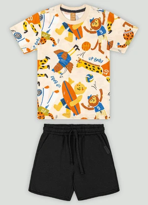 Conjunto Menino com Camiseta e Shorts Up Baby Bege - UP BABY