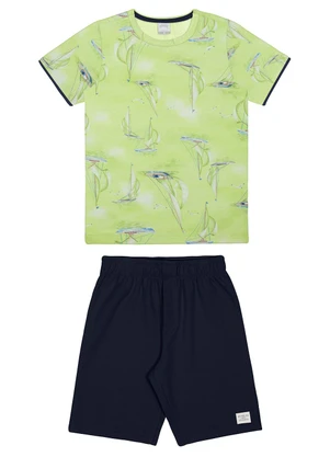 Alakazoo - Conjunto Menino com Camiseta Estampada Verde - ALAKAZOO