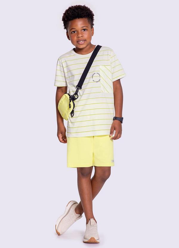 Alakazoo - Conjunto Menino com Camiseta Listrada Amarelo