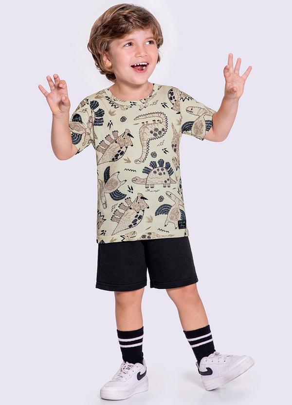 Alakazoo - Conjunto Menino com Estampa Dinossauros Bege