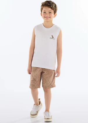 Quimby - Conjunto Menino com Regata e Bermuda Branco - QUIMBY