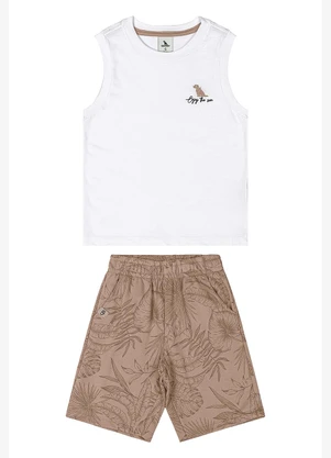 Quimby - Conjunto Menino com Regata e Bermuda Branco - QUIMBY