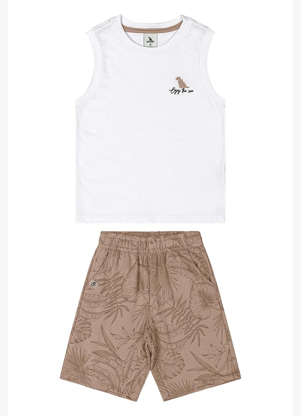Quimby - Conjunto Menino com Regata e Bermuda Branco 2