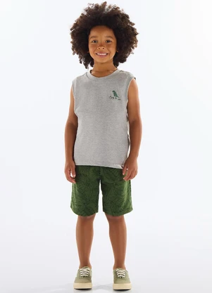 Quimby - Conjunto Menino com Regata e Bermuda Cinza - QUIMBY