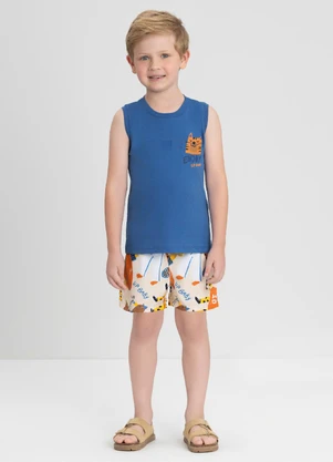 Conjunto Menino com Regata e Bermuda Up Baby Azul - UP BABY