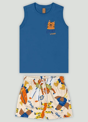 Conjunto Menino com Regata e Bermuda Up Baby Azul - UP BABY