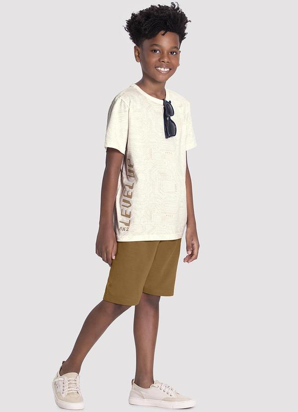 Alakazoo - Conjunto Menino de Algodão Estampado Off White