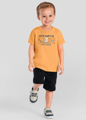 Brandili - Conjunto Menino de Cachorrinho em Puff Laranja - BRANDILI