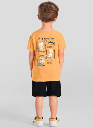 Brandili - Conjunto Menino de Cachorrinho em Puff Laranja - BRANDILI