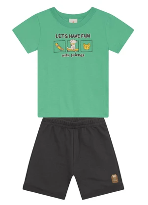 Brandili - Conjunto Menino de Cachorrinho em Puff Verde - BRANDILI