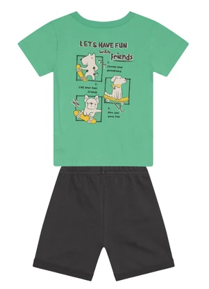 Brandili - Conjunto Menino de Cachorrinho em Puff Verde - BRANDILI