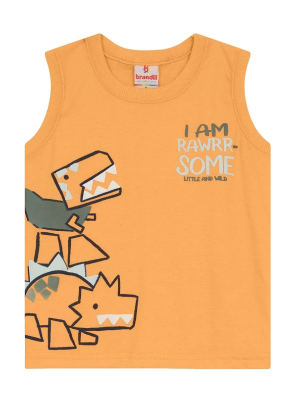 Brandili - Conjunto Menino de Dinossauro em Puff Laranja 3