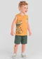 Brandili - Conjunto Menino de Dinossauro em Puff Laranja - variação: Laranja