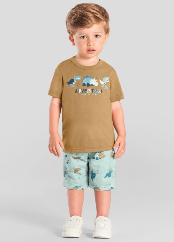 Brandili - Conjunto Menino de Dinossauros em Puff Marrom 1