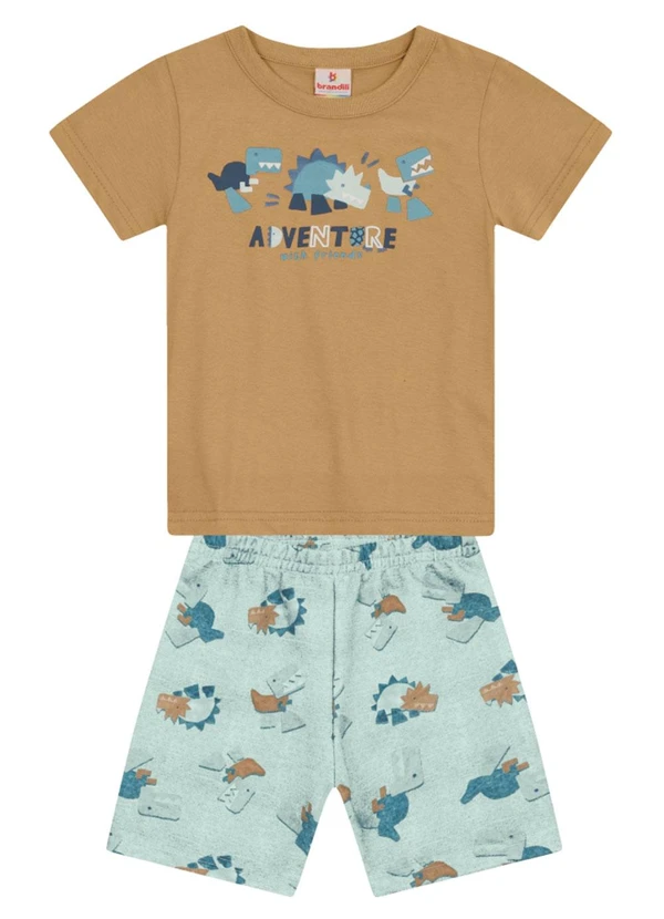Brandili - Conjunto Menino de Dinossauros em Puff Marrom 2