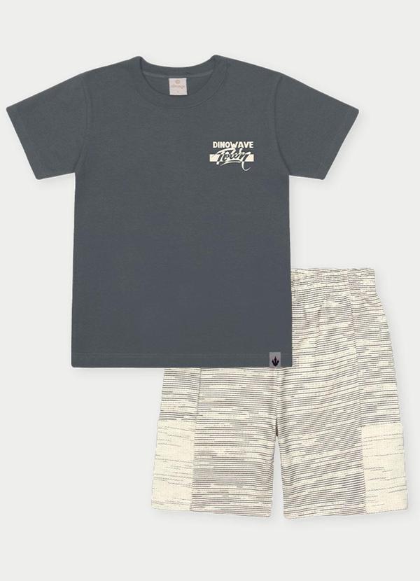 Abrange - Conjunto Menino Dinowave Cinza