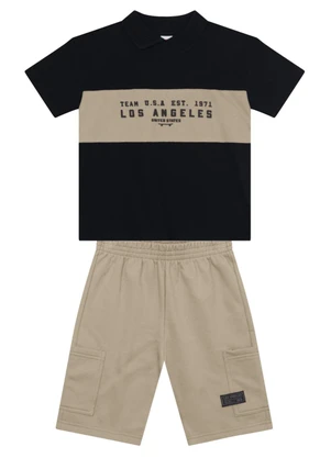 Brandili - Conjunto Menino em Moletinho Preto - BRANDILI