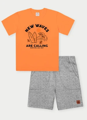 Abrange - Conjunto Menino Enjoy Waves Laranja - ABRANGE