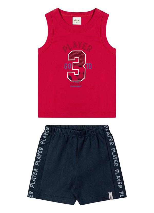 Elian - Conjunto  Menino Estampado Elian Vermelho