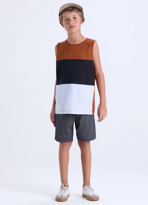 Vida Costeira - Conjunto Menino Infantil Regata Tricolo Caramelo 1