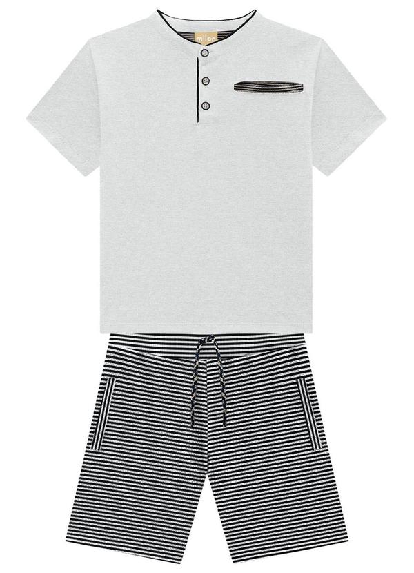 Milon - Conjunto Menino Listrado Cinza