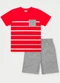 Abrange - Conjunto Menino Listrado Vermelho - variação: Vermelho