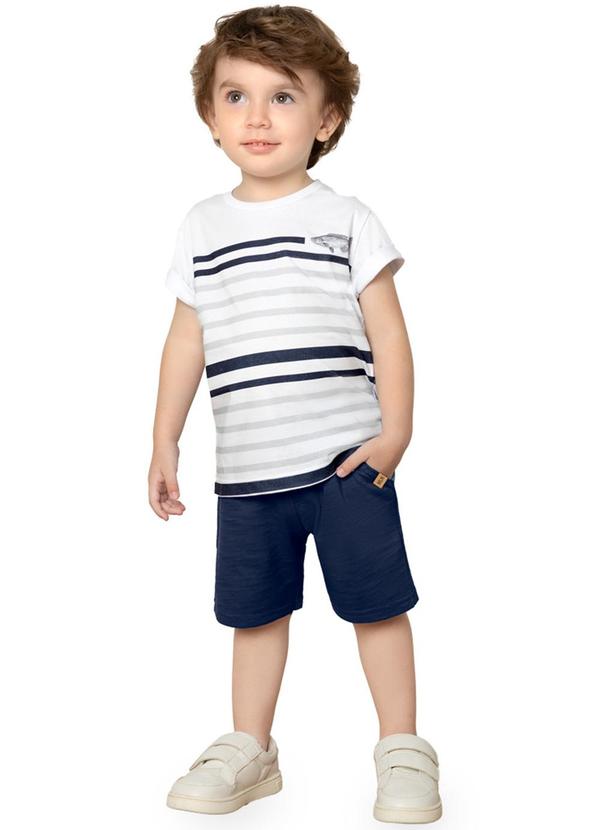 Milon - Conjunto Menino Listras Branco