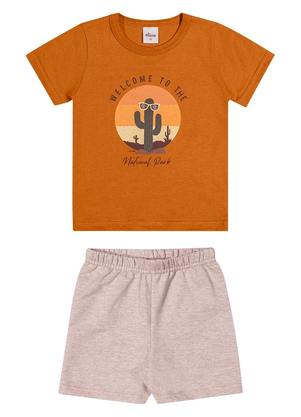 Elian - Conjunto Menino Manga Curta Cacto Laranja