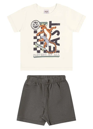 Elian - Conjunto Menino Manga Curta Estampado Bege - ELIAN