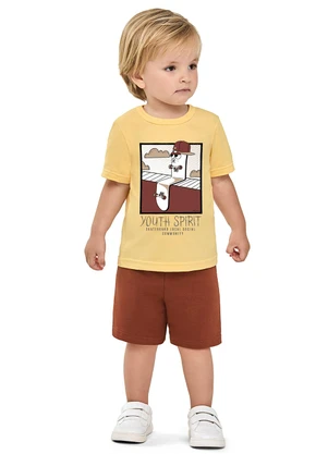 Elian - Conjunto Menino Meia Malha Estampa Amarelo - ELIAN