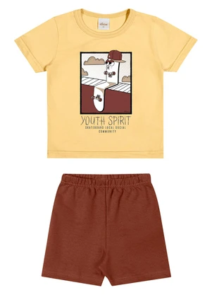 Elian - Conjunto Menino Meia Malha Estampa Amarelo - ELIAN