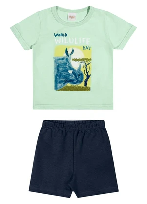 Elian - Conjunto Menino Meia Malha Estampa Verde - ELIAN