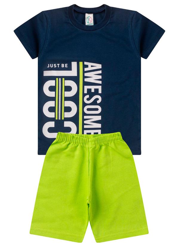 Rovitex - Conjunto Menino Meia Malha Estampado Azul