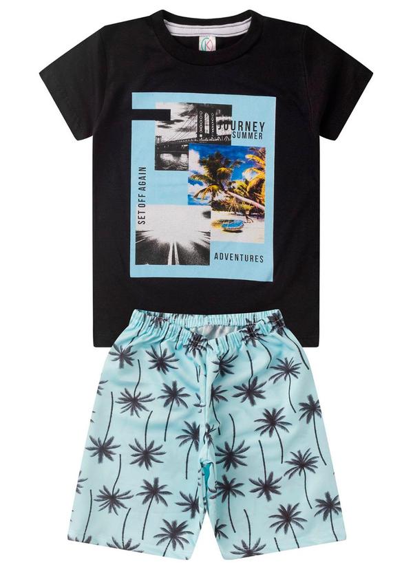 Rovitex - Conjunto Menino Meia Malha Estampado Preto