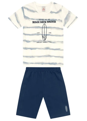 Brandili - Conjunto Menino Oversized de Surf Natural - BRANDILI