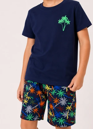 Rosa Azul - Conjunto Menino Palmeiras Verão Azul Marinho - ROSA AZUL