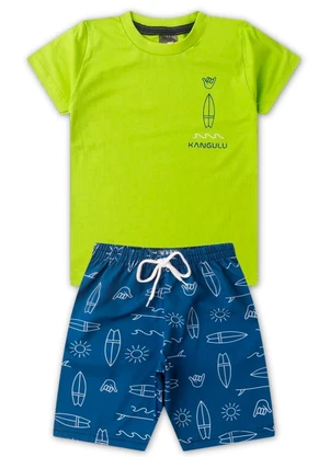 Rosa Azul - Conjunto Menino Praia Kangulu Verde Lima - ROSA AZUL