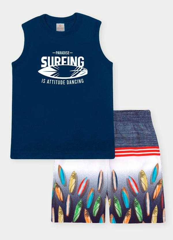 Abrange - Conjunto Menino Prancha de Surf Azul