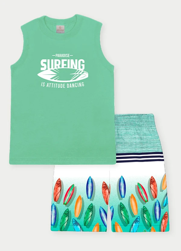Abrange - Conjunto Menino Prancha de Surf Verde